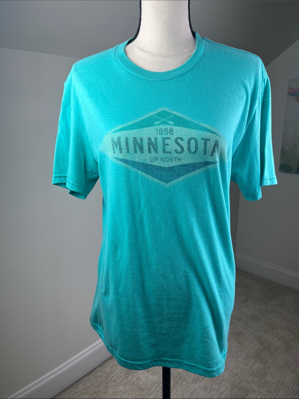 Blue 84 Minnesota Up North Women’s Medium Teal Graphic Tee Vintage Style